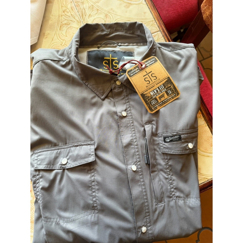 Concealed  STS Ranchwear Sundance LS Collar Pearl Snap Gray Side Zip Pockets 3XL